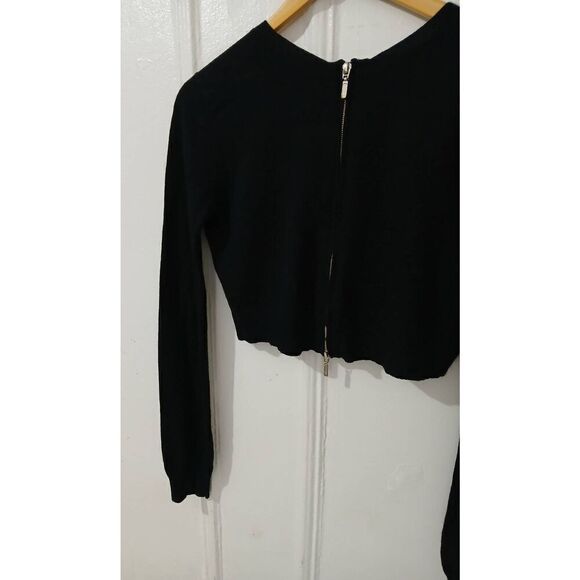 Who's who womens small cashmere wool angora black pink full zip sweater sequin - Picture 3 of 9